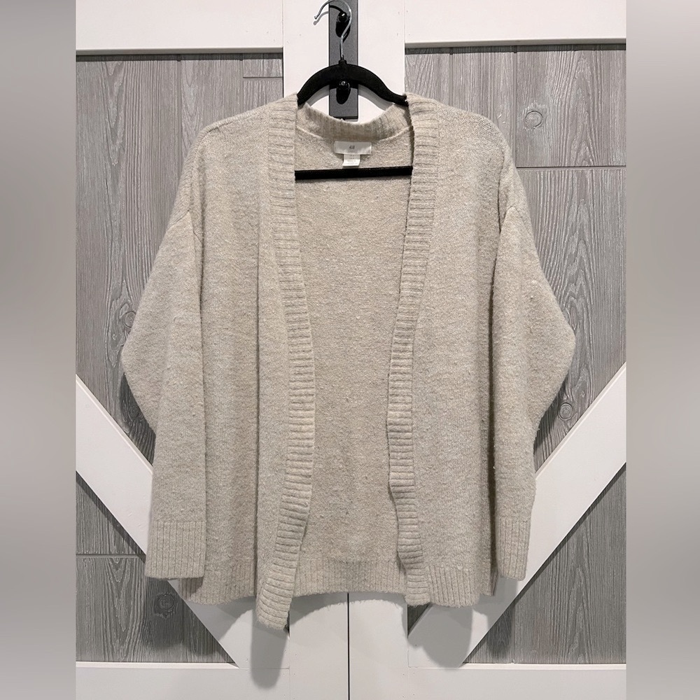 B11.11 H&M Long Sleeve Oversized Open Cardigan Sweater Oatmeal S